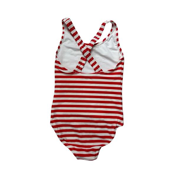PRIMARY Red & White Stripe One Piece Bathing Suit Size 6-7 Kids Racerback Swim - Picture 2 of 5